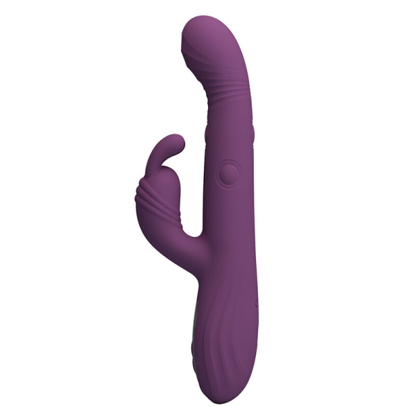 Vibrador tipo conejo morado de silicona