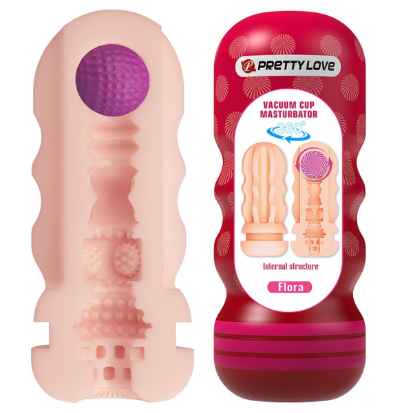 Masturbador masculino con estructura interna y envase rojo