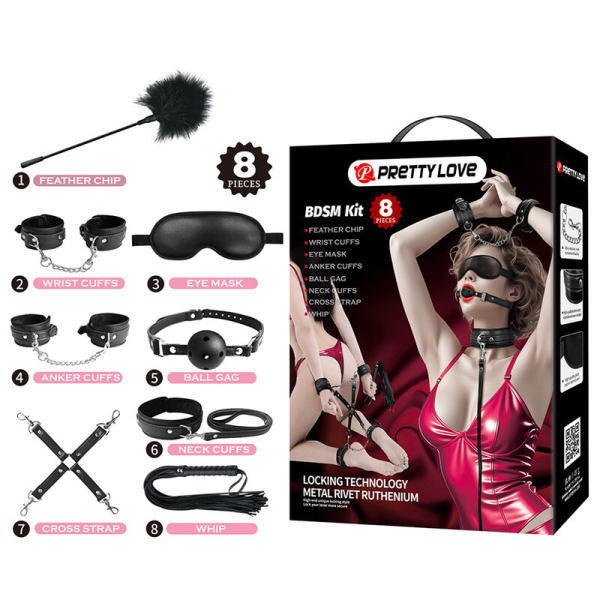 Kit BDSM con esposas y accesorios eróticos