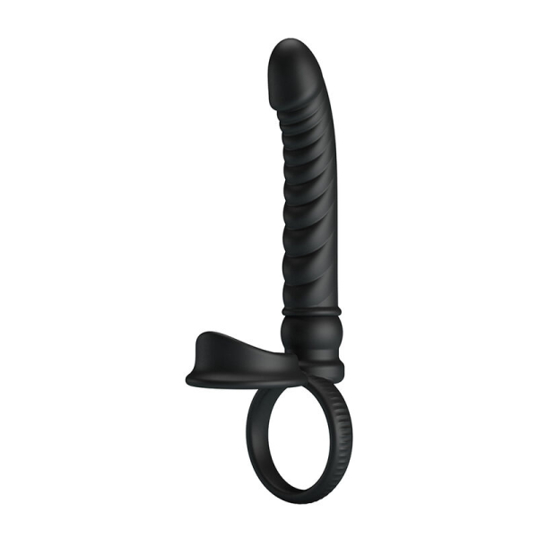 Juguete sexual negro con anillo y textura