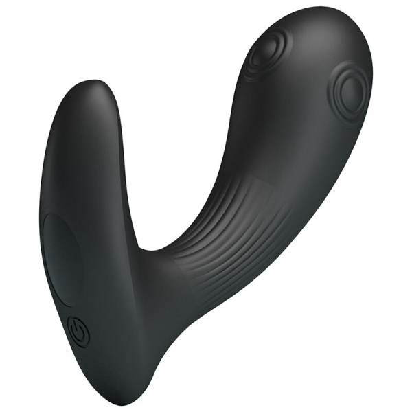 Vibrador negro curvado con diseño ergonómico