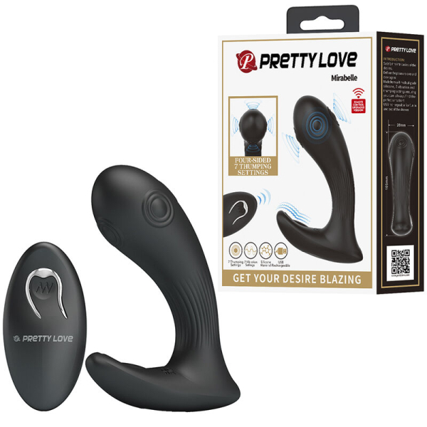 Vibrador negro Pretty Love con mando y caja
