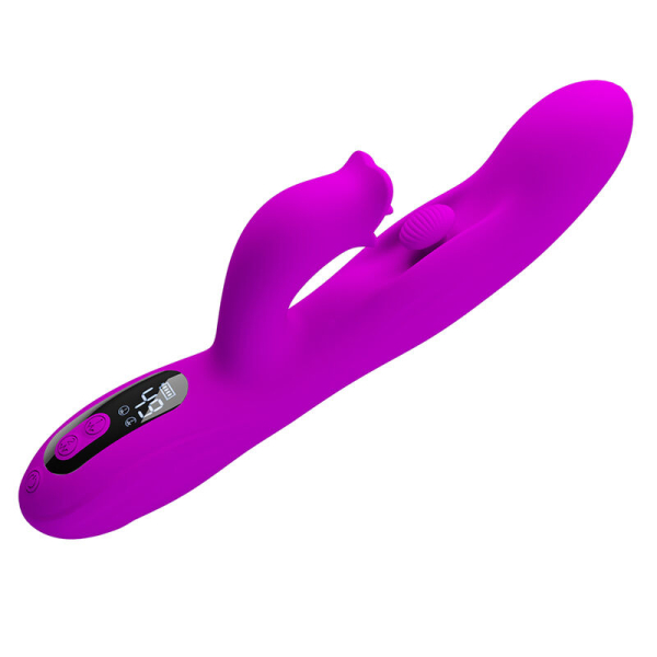 Vibrador rosa con estimulador tipo conejo