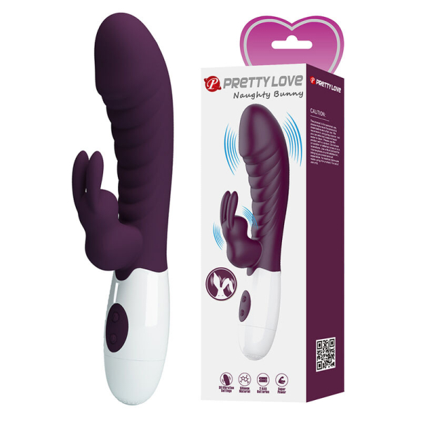 Vibrador con estimulador de conejito morado