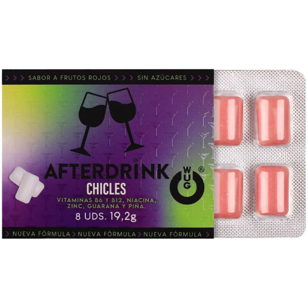 Envase de chicles Afterdrink sabor frutos rojos