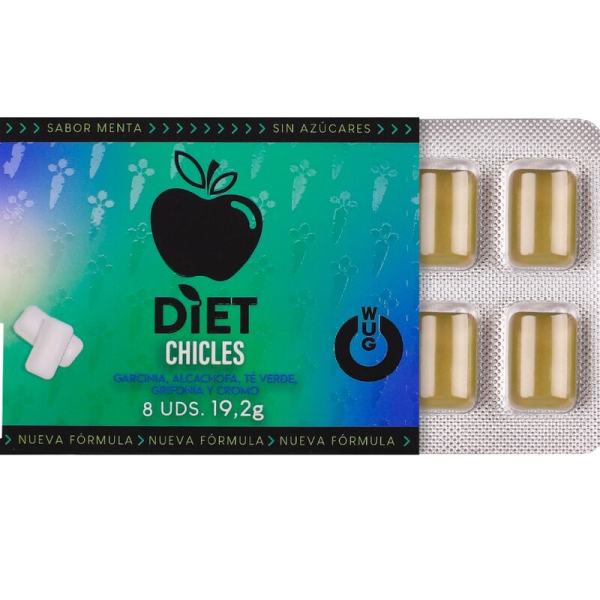 Envase de chicles Diet sabor menta sin azúcar