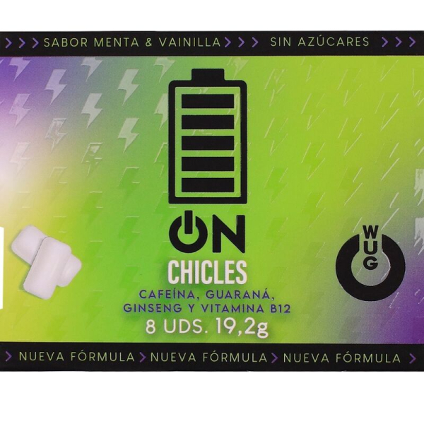 Envase de chicles energéticos ON sin azúcar
