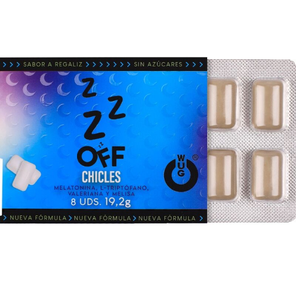 Envase de chicles ZZZ Off con melatonina