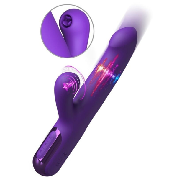 Vibrador rabbit morado con estimulador y pantalla
