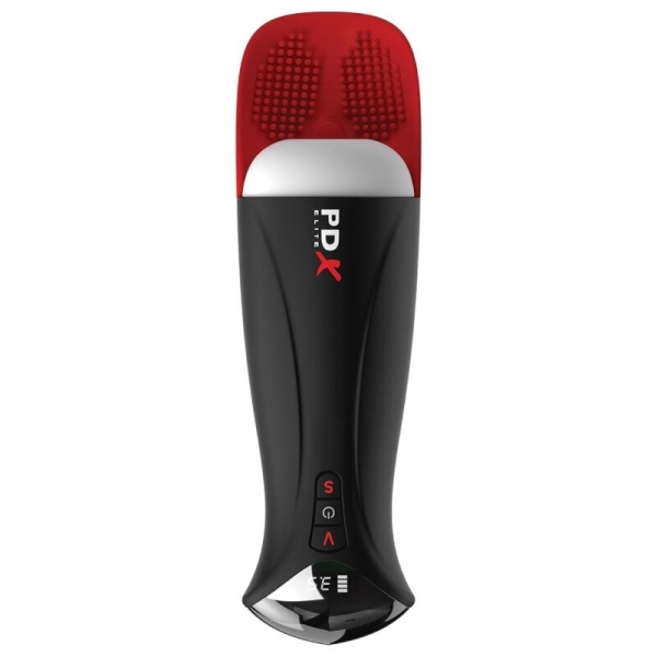 Masturbador masculino eléctrico negro con cabezal rojo