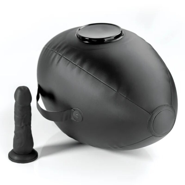 Juguete sexual inflable negro con consolador