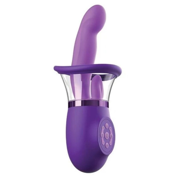 Vibrador morado con estimulador doble