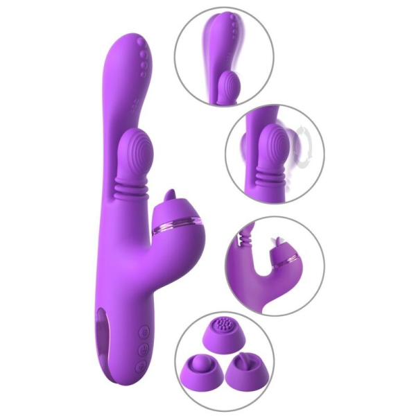 Vibrador rabbit morado con accesorios intercambiables