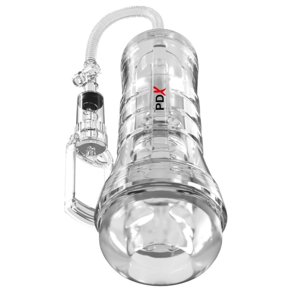 Dispositivo masculino transparente con tubo y bomba