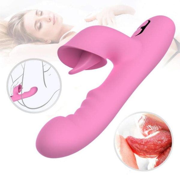 Vibrador rosa con succión y estimulación dual