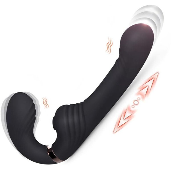 Vibrador negro de doble extremo con vibración