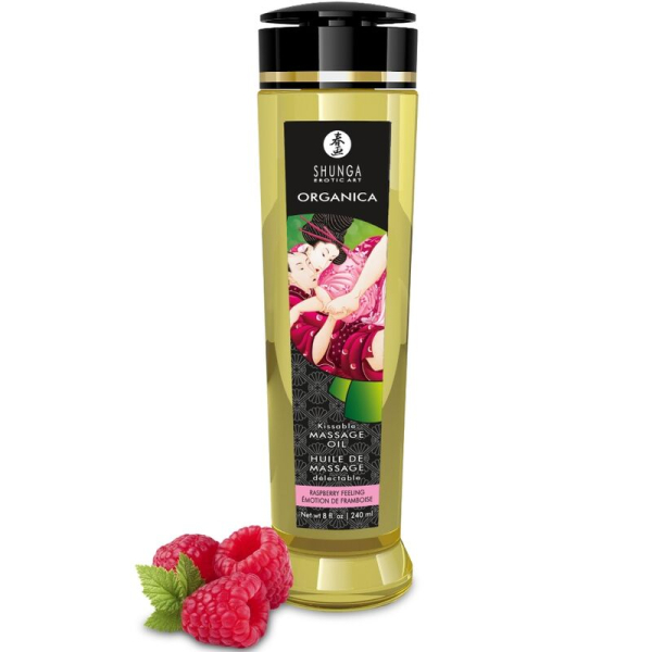 Aceite de masaje comestible sabor frambuesa