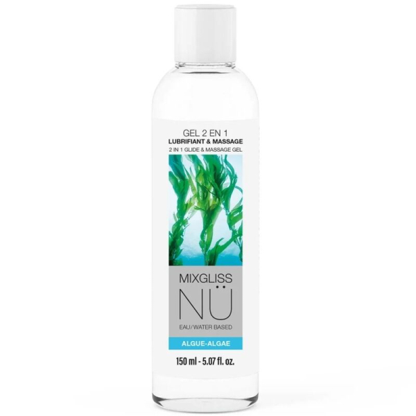 Botella de gel lubricante y masaje algas