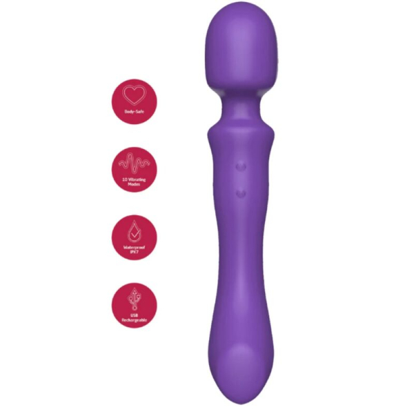 Vibrador masajeador morado recargable e impermeable