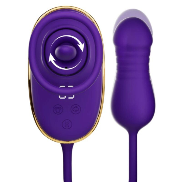 Vibrador morado con mando a distancia