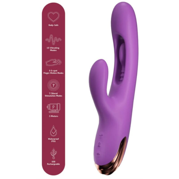 Vibrador morado recargable con doble estimulación