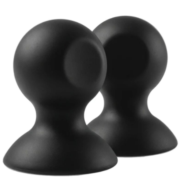 Dos soportes negros con ventosa redondeada