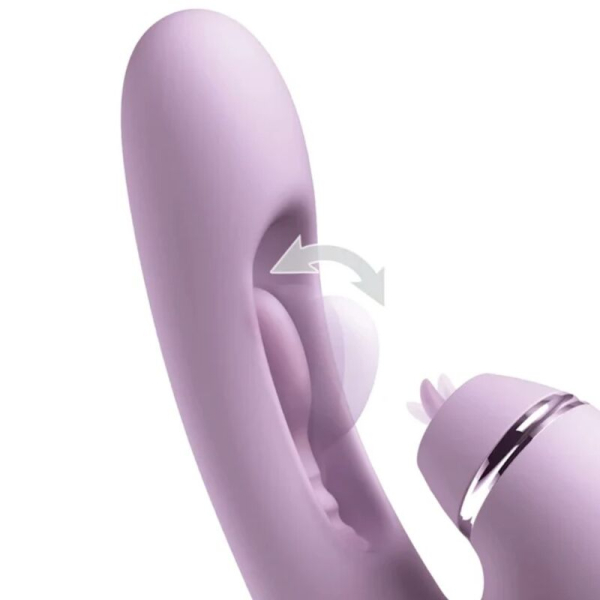 Vibrador íntimo morado con mecanismo interno móvil