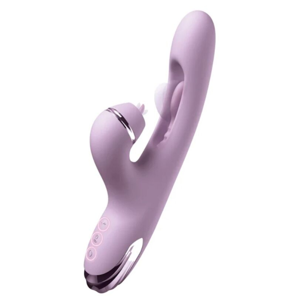 Vibrador íntimo morado tipo rabbit de silicona