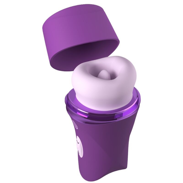 Dispositivo íntimo masculino de color morado abierto