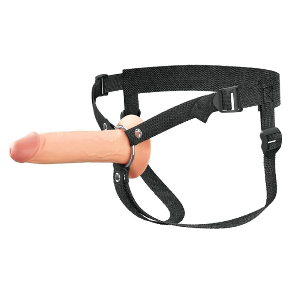 Arnés negro con consolador realista ajustable