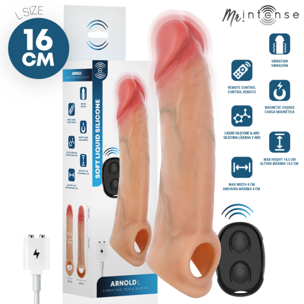 Funda vibradora de silicona con mando remoto