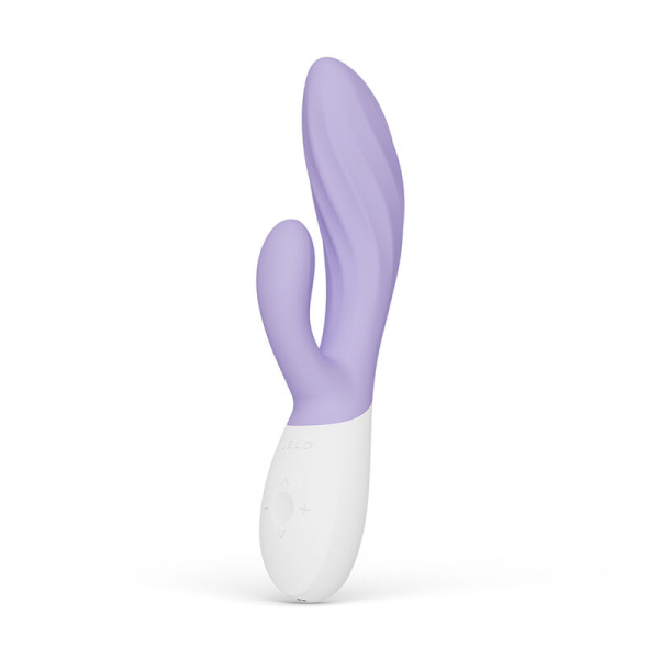 Vibrador morado de silicona con doble estimulación