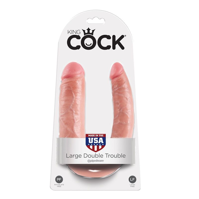 img_29479_865c2fe4e5b20a4af53a79063ba4c7fe_1.jpg KING COCK - U-SHAPED LARGE DOUBLE TROUBLE FLESH 17.8 CM - Imagen 1