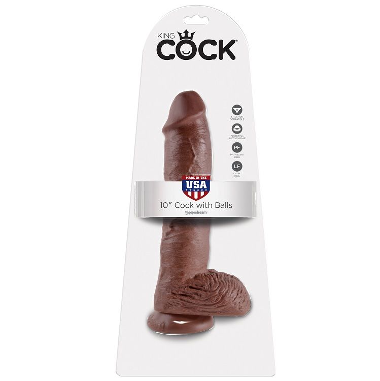 img_29653_df05e3941ea2fc4a7eb54cd1c82ef0c3_1.jpg KING COCK - 10 DILDO BROWN WITH BALLS 25.4 CM - Imagen 1