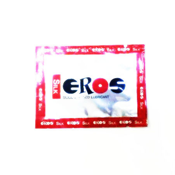 Sobre de lubricante EROS Silk rojo y plateado