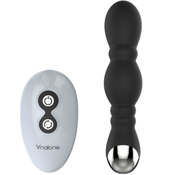 Vibrador negro con mando a distancia gris