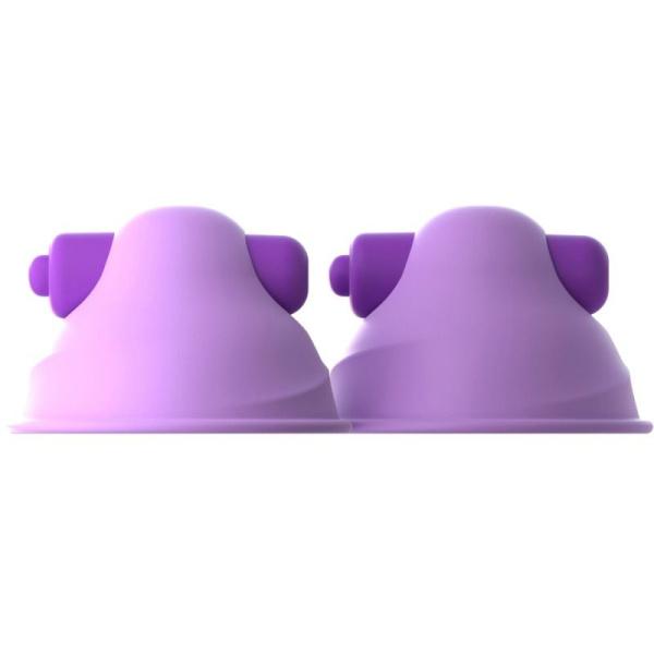 Dos dispositivos de silicona morados sobre fondo blanco