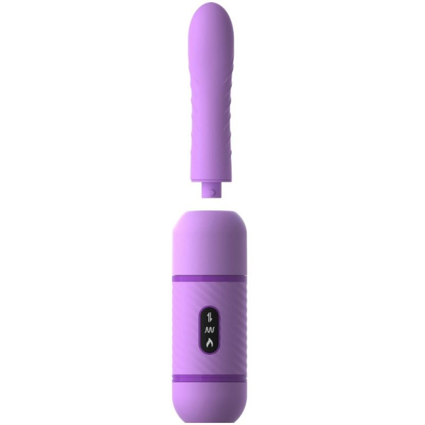 Vibrador morado con cabezal desmontable y control frontal